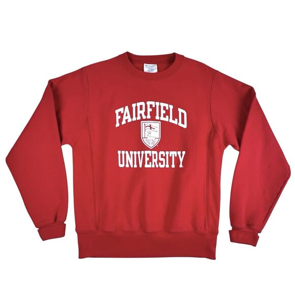 Fairfield University College Sweatshirt Sz S Red Crewneck Champion Reverse Weave - Picture 1 of 15